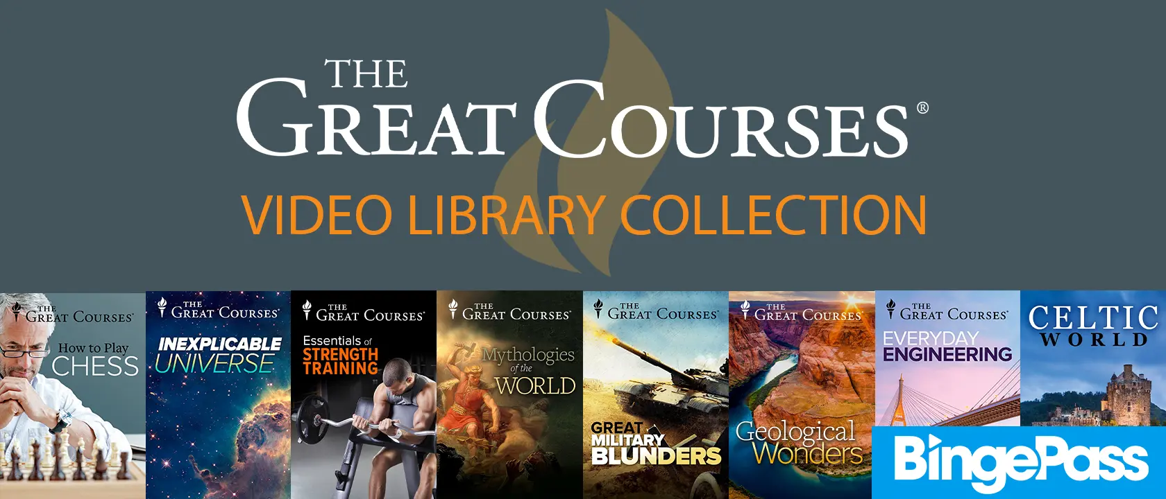 Promotional material for hoopla's The Great Courses Video Library Collection