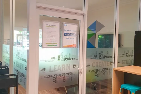 The door of the Busselton Library Study Space.