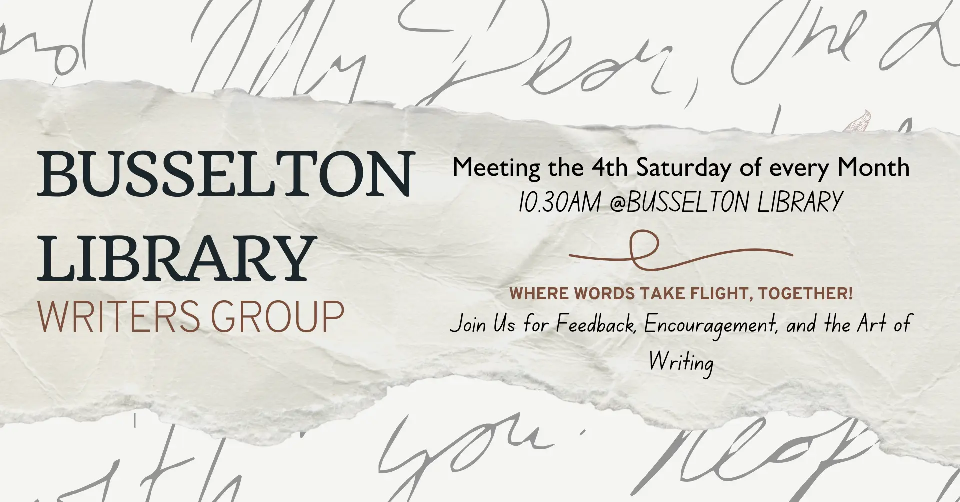 Busselton Library's writers group will meet the fourth Saturday of every month, with it's first meeting being on the 22nd of June