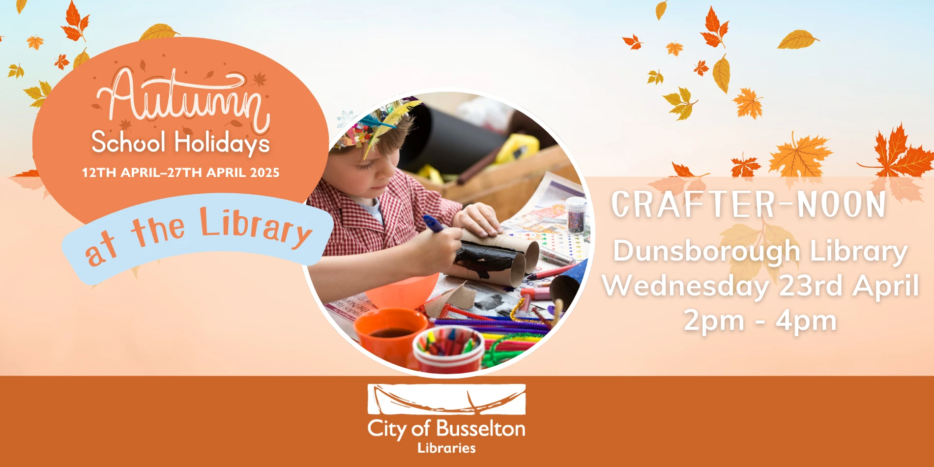 Crafternoon will be at Dunsborough Library on the 23rd of April 2-4pm