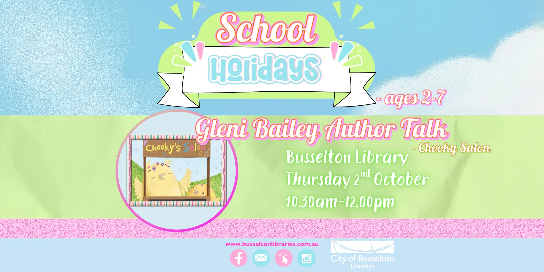 Author Visit Gleni Bailey Busselton – Thursday 2nd October 10.30am – 12.00pm