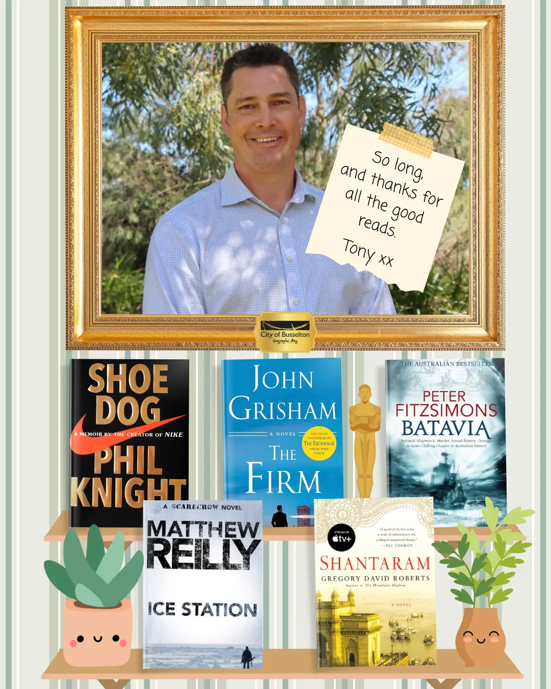 Photo of Tony Nottle accompanied with the covers of his top-five books.