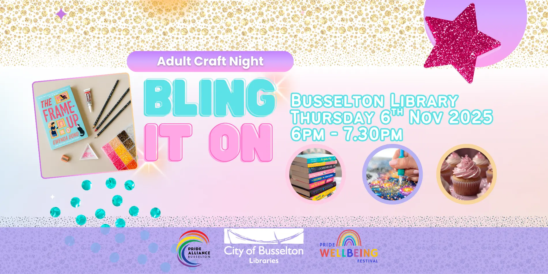 Bling it on, an Adult Craft night will be held at the Busselton Library on the 6th of November at 6pm
