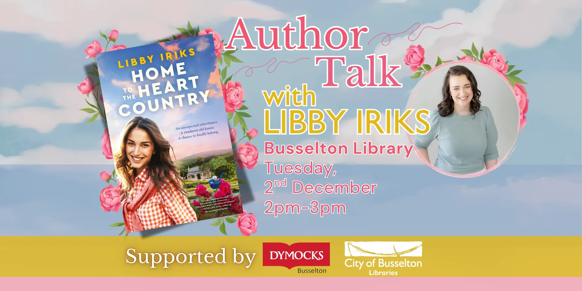 Meet the author event will be happening on the 2nd of December at the Busselton Library at 2pm